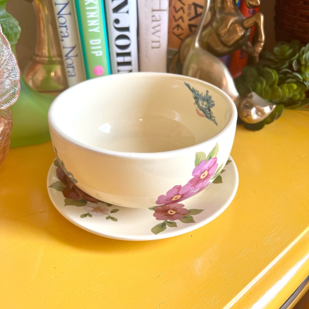 Songbird Garden by Rosie B. Farmer Bowl And Small Plate Sets Pink Blue Green - Picture 5 of 13